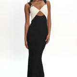 Freyja Contrast Maxi Dress Oyster/Black