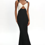 Freyja Contrast Maxi Dress Oyster/Black