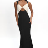 Freyja Contrast Maxi Dress Oyster/Black
