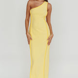 Ivanka One Shoulder Piping Dress Yellow