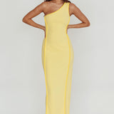 Ivanka One Shoulder Piping Dress Yellow