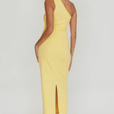 Ivanka One Shoulder Piping Dress Yellow
