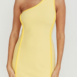 Ivanka One Shoulder Piping Dress Yellow