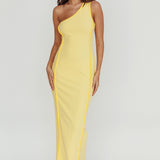Ivanka One Shoulder Piping Dress Yellow