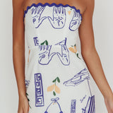 Cypress Graphic Strapless Maxi Dress White