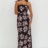 Cypress Floral Strapless Maxi Dress Black