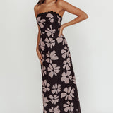 Cypress Floral Strapless Maxi Dress Black