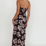 Cypress Floral Strapless Maxi Dress Black