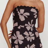 Cypress Floral Strapless Maxi Dress Black