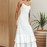Manhattan Summer Tied Shoulder Ruffle Maxi Dress White