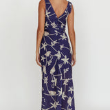 Miss Divine V-Neck Ocean Maxi Dress Blue