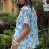 Swing Of Things Scalloped Edge Shirt Print Blue
