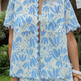 Swing Of Things Scalloped Edge Shirt Print Blue