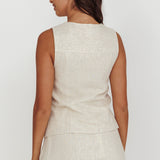 Swing Of Things Sun Sleeveless Buttoned Vest Oat