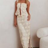 Sun Days Crochet Lace Maxi Skirt Sand