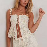 Sun Days Laced Bust Top Crochet Sand