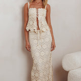 Sun Days Laced Bust Top Crochet Sand