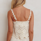 Sun Days Laced Bust Top Crochet Sand