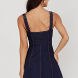 Erza A-line Mini Dress Blue Denim