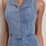 Entertain Me Sleeveless A-Line Maxi Dress Denim Blue