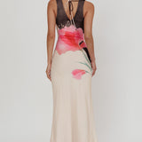 Cinders Tied Plunging Neckline Maxi Dress Flower Black