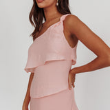 Delwyn One-Shoulder Maxi Dress Baby Pink