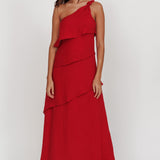 Delwyn One-Shoulder Maxi Dress Red