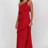 Delwyn One-Shoulder Maxi Dress Red