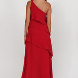 Delwyn One-Shoulder Maxi Dress Red