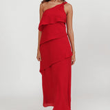 Delwyn One-Shoulder Maxi Dress Red