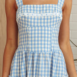 Elderflower Front Pocket Maxi Dress Gingham Baby Blue