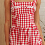 Elderflower Front Pocket Maxi Dress Gingham Red