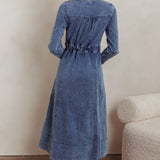 Aspen Love Front Pocket Midi Dress Denim Blue