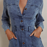 Aspen Love Front Pocket Midi Dress Denim Blue