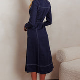 Aspen Love Front Pocket Long Sleeve Midi Dress Indigo