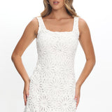 Karrla Crochet Lace Mini Dress White