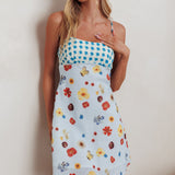 Fleur Sun Cami Strap Mini Dress Flowers Blue