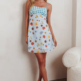 Fleur Sun Cami Strap Mini Dress Flowers Blue