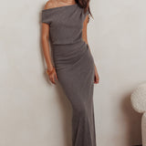 Calculated Ribbed Knit Maxi Dress Dark Grey