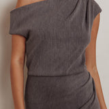 Calculated Ribbed Knit Maxi Dress Dark Grey