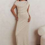 Calculated Ribbed Knit Maxi Dress Oat