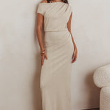 Calculated Ribbed Knit Maxi Dress Oat