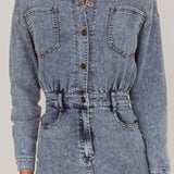 Light Inside Long Sleeve Midi Dress Denim Blue