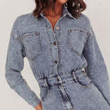 Light Inside Long Sleeve Midi Dress Denim Blue