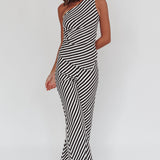 Golden Beach Wide Leg Pants Stripe Black
