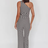 Golden Beach Wide Leg Pants Stripe Black