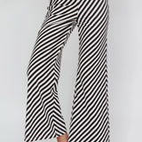 Golden Beach Wide Leg Pants Stripe Black