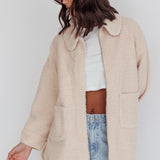 Peace & Serene Collared Sherpa Jacket Oat