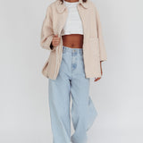 Peace & Serene Collared Sherpa Jacket Oat