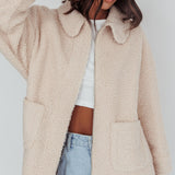 Peace & Serene Collared Sherpa Jacket Oat